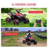 12V Kids Ride on ATV Quad 2x35W Powerful 4-Wheeler Electric Vehicle with Parent Control, Spring Suspension,LED Lights,AUX Port AXSSIBLZ