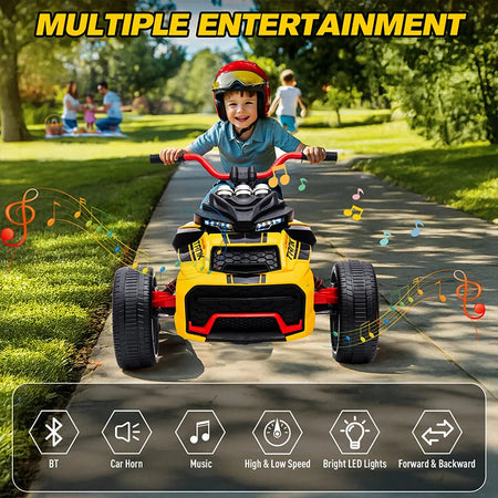 12V Kids ATV Ride On Toy Three-Wheel Electric Vehicle for 3-8y Kids Gifts Battery Powered Car Toys with Lights,Music AXSSIBLZ