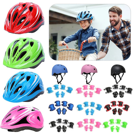 Child Bicycle Helmet Kids MTB Road Bike Helmets Safe Breathable Protection Headgear with Kneepads for Outdoor Sports Headpiece AXSSIBLZ