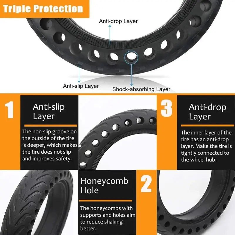 Solid Tire Electric Scooter 8.5 inches Rubber Tire 8.5'' Wheel - AXSSIBLZ