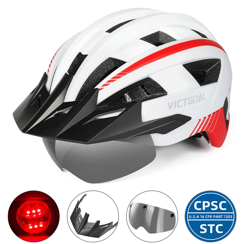 VictoSafe MTB Helmet – Complete Protection with LED, Visor & Goggles for Cyclists AXSSIBLZ