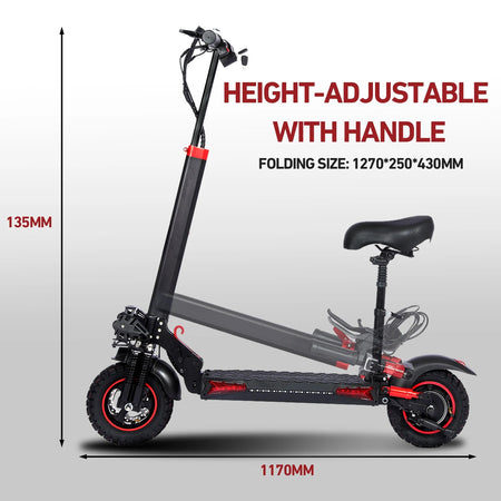 1200W Off-road Electric Scooter with Seat, 48V 21Ah Battery, Max speed 30Mph, Range 35Miles, Foldable Commuter E-scooter AXSSIBLZ