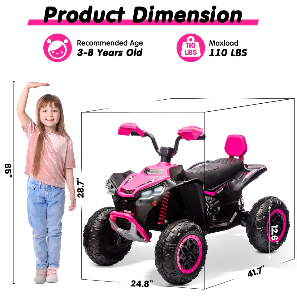 Kids ATV 4 Wheeler, JOYRACER Upgraded 2 Seater 24V Ride On Toy for Big Kid w/800W Powerful Motor, Battery Powered AXSSIBLZ