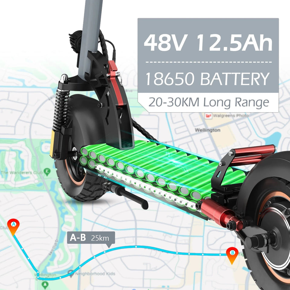 Scooters Electric 800W Peak Power 48V12.5AH Battery City Transportation Electric Scooter 10-inch All-terrain Tire Fold EScooters AXSSIBLZ
