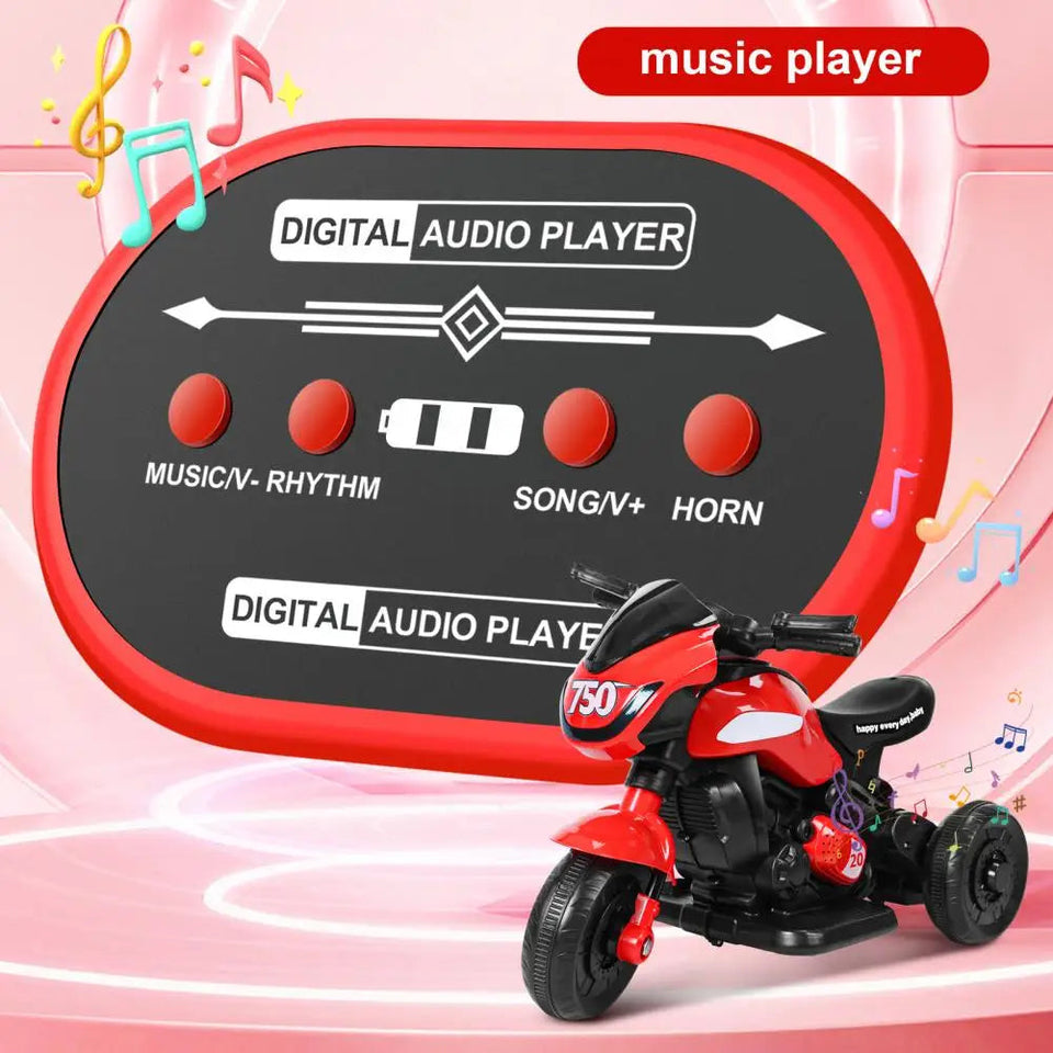 Kids Electric Tricycle, Kids Motorcycle Ride-on Car Toy, 3-Wheel Battery Powered Motorbike for Kids 1-6 Years Old, Forward Rever AXSSIBLZ