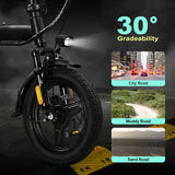 400W motor adult electric bicycle, foldable with seat and basket, 14 inch 48V 10.4Ah detachable battery, 22 mile range 20MPH AXSSIBLZ