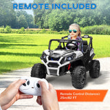 2 Seater 24V Electric Car for Kids with Remote Control, White AXSSIBLZ