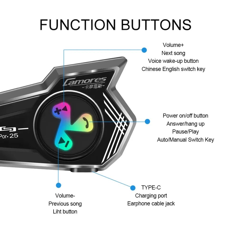 Bluetooth 5.4 Wireless Motorcycle Helmet Headset Hands-free Call Phone Motorcycle Waterproof Earphone Music Player Moto Helmet AXSSIBLZ