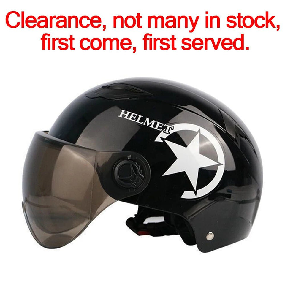 Men Motorcycle Helmet,Woman Electric Motor Car Scooter Bike Open Face Half Helmet,Anti-UV Safety Hat Bicycle Cap with Goggles AXSSIBLZ