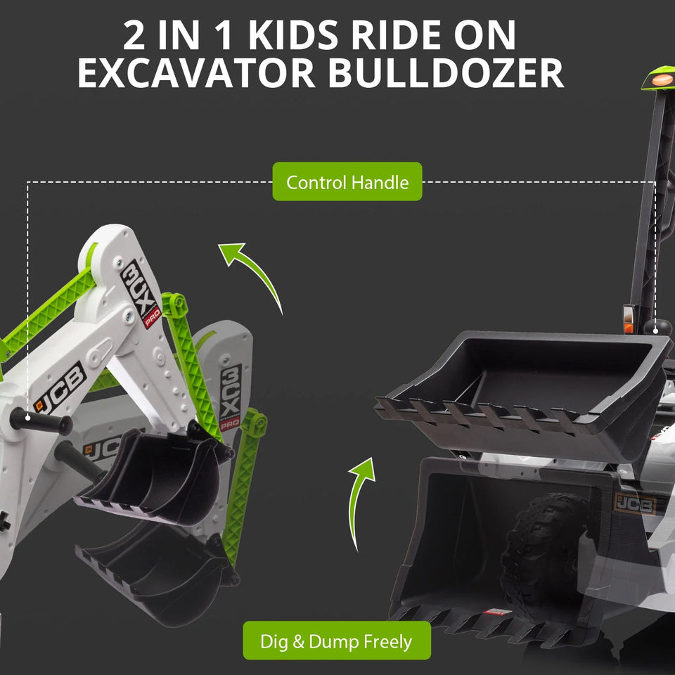 4 in 1 Ride on Excavator & Bulldozer, 12V Kids Electric Vehicle with Remote Control, Front Loader, Digger, Excavator Ride on Car AXSSIBLZ