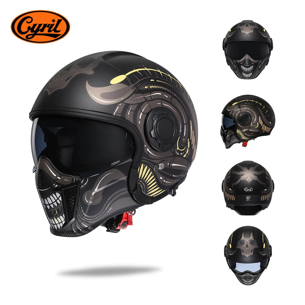 Motorcycle Helmet Full Face Open Face Helmet Modular Helmets Double Lens Quick Release Buckle Men Women CYRIL OP12A Cascos Moto AXSSIBLZ