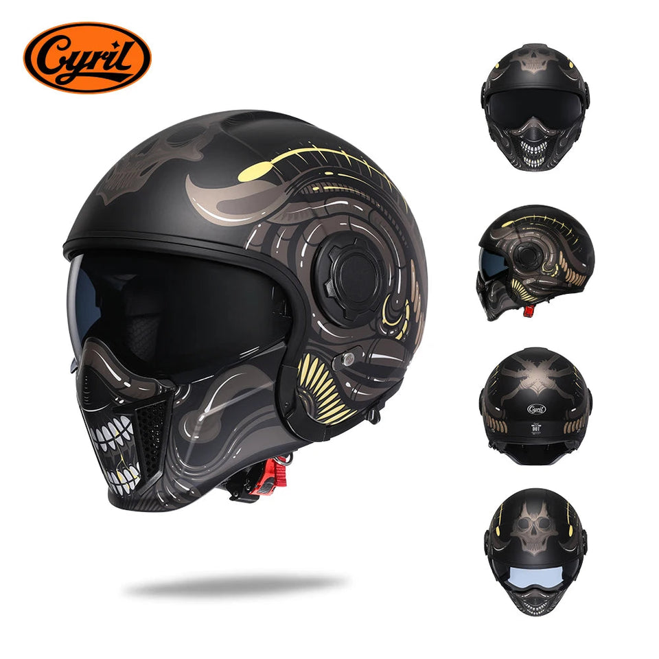 Motorcycle Helmet Full Face Open Face Helmet Modular Helmets Double Lens Quick Release Buckle Men Women CYRIL OP12A Cascos Moto AXSSIBLZ