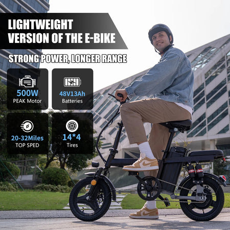 Electric Bike for Adults, 48V 15AH Removable Battery,20MPH 35Miles 500W Brushless Motor Commuting Ebikes for Women Men AXSSIBLZ