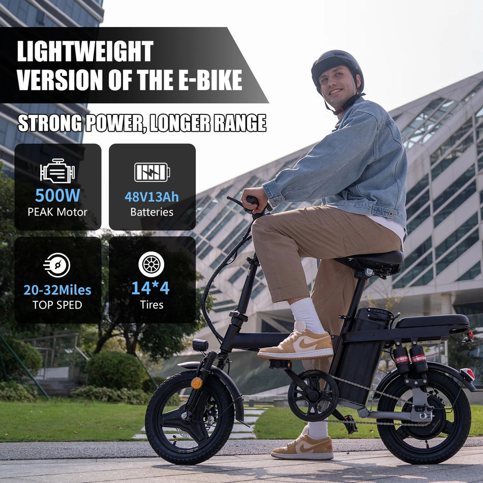 Electric Bike for Adults, 48V 15AH Removable Battery,20MPH 35Miles 500W Brushless Motor Commuting Ebikes for Women Men AXSSIBLZ