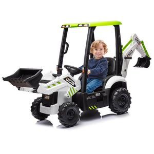 4 in 1 Ride on Excavator & Bulldozer, 12V Kids Electric Vehicle with Remote Control, Front Loader, Digger, Excavator Ride on Car AXSSIBLZ