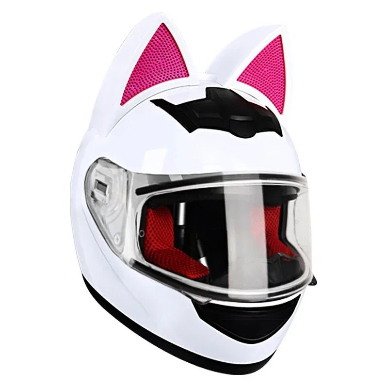 Motorcycle Helmet Detachable Full Face DOT Certification Safety Cat Ears Moto Helmets For Women Breathable Soft Comfort Lining AXSSIBLZ