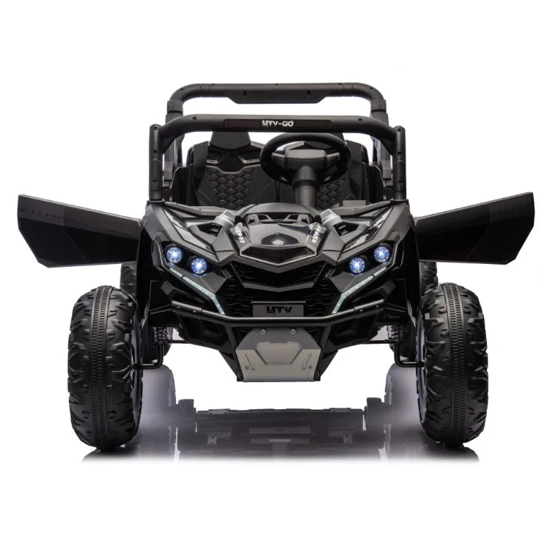 24V Two-Seater Kids Ride On UTV,Anti-collision bar,Storage space,Music,USB,Bluetooth,Volume control,for Kids 3+. AXSSIBLZ