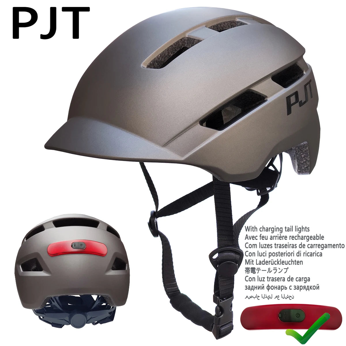 PJT NightRider Helmet – In-Mold MTB & Road Helmet with USB Rechargeable Safety Tail Light AXSSIBLZ