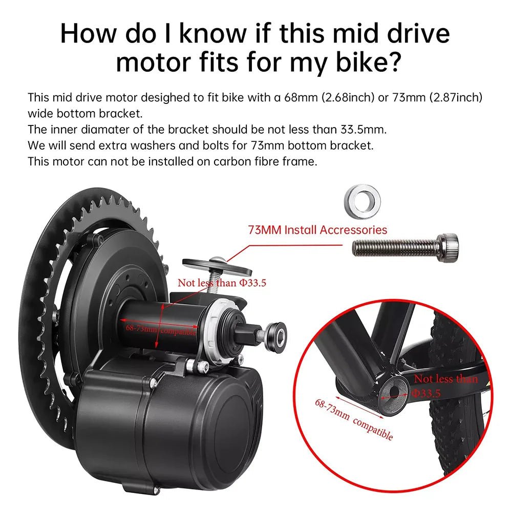 RideBoost 500W 48V Mid Drive Kit – TSDZ2B Dual Clutch E-Bike Conversion with Torque Sensing AXSSIBLZ
