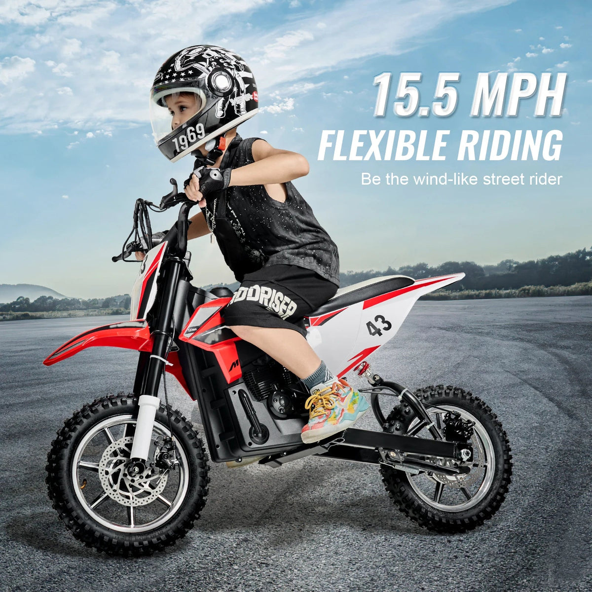 VEVOR 36V Kids Ride On Motorcycle with Speed up to 15.5mph LED Light Battery Gauge Electric Motorcycle Toys for Children Boys AXSSIBLZ