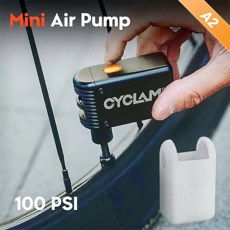 CYCLAMI RidePlus Mini Cordless Bike Pump 120PSI Portable Inflator for Presta & Schrader Tires – Ideal for MTB & Road Bikes AXSSIBLZ