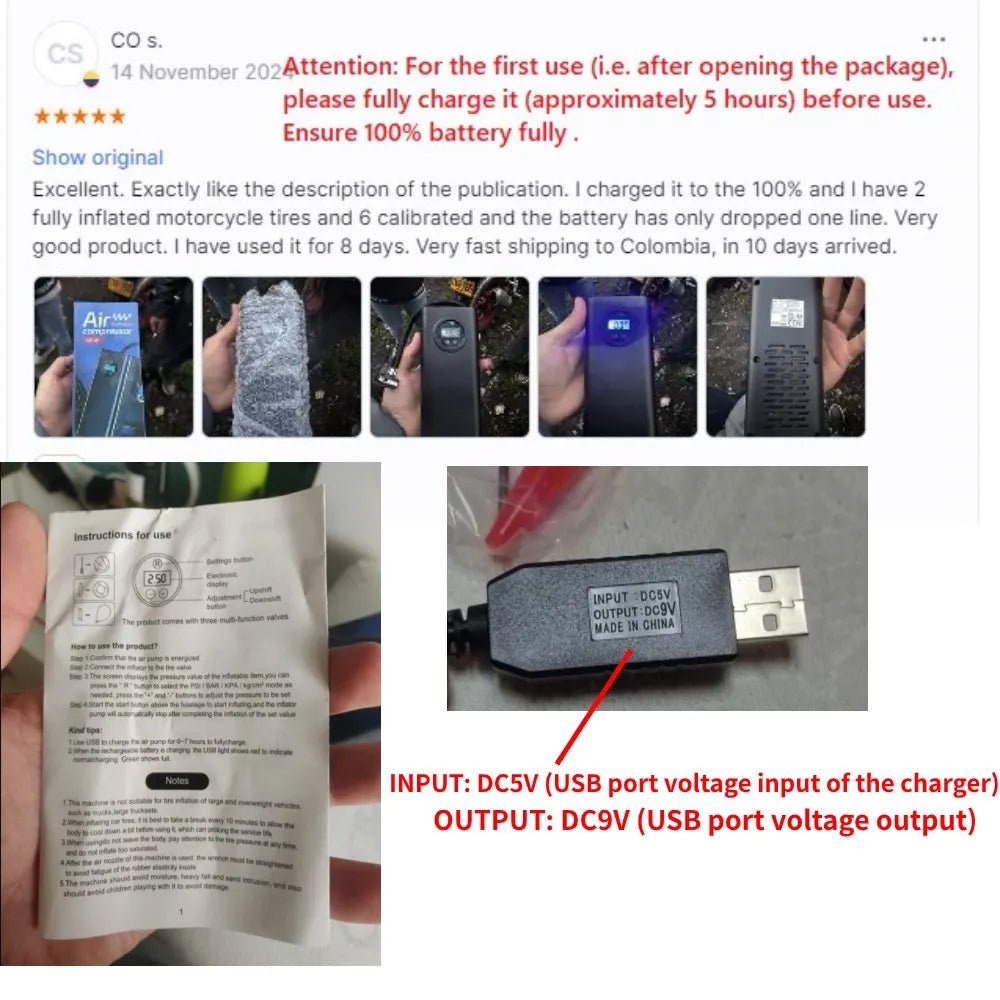 Electric Air Compressor Rechargeable High Precision Car Tyre Inflator LCD Display Portable Air Pump for 12V Motorcycle Bike Ball AXSSIBLZ