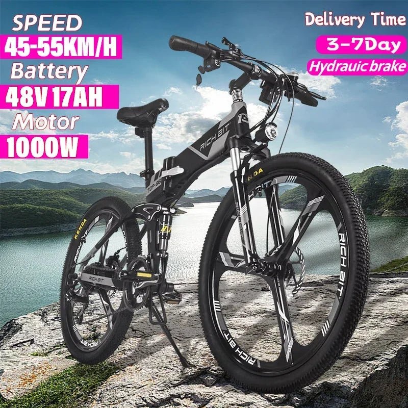 Richbit RT-860 1000WMountain Beach Electric Bike 26 Inch 48V17Ah Lithium Battery High Quality Outdoor Folding Electric Bike AXSSIBLZ
