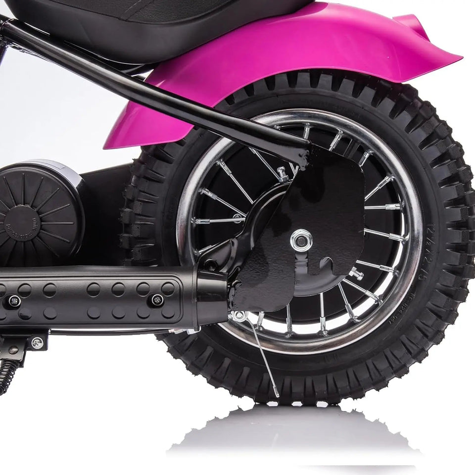 24V Electric Dirt Bike, 250W Electric Motorcycle w/LED Light, Leather Seat- Two Speed Max Up to 14MPH & 60 Minutes Motorbike AXSSIBLZ