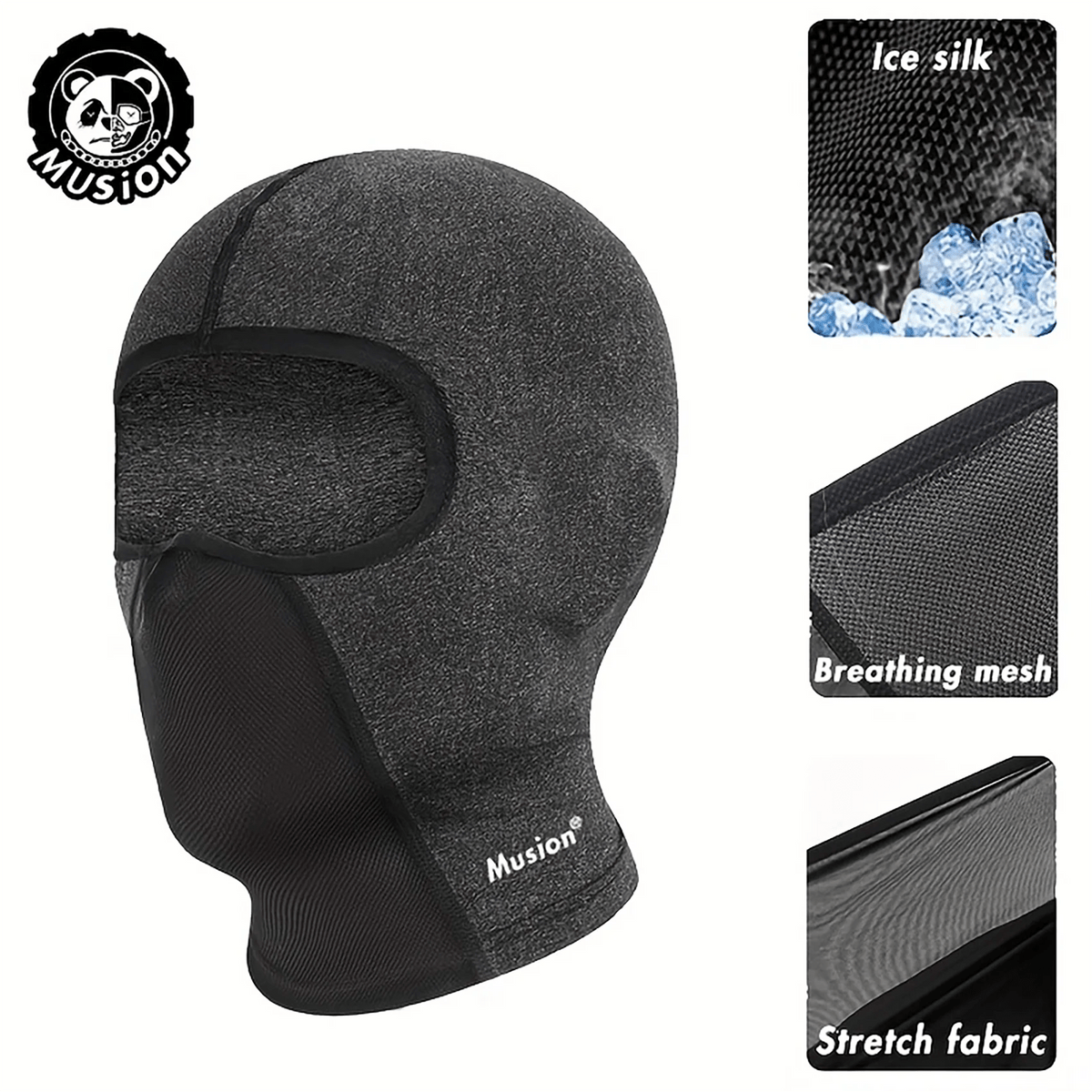 Musion Cycling Helmet Balaclava with Glasses Hole Motorcycle Full Face Mask Sun Protection Ice Silk Biker Headgear Breathable fo AXSSIBLZ