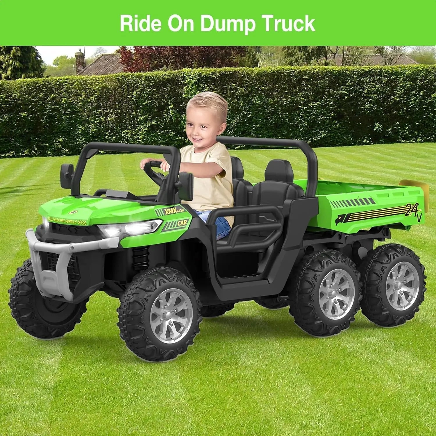 Ride On Truck Car 24 V Kids Electric Vehicles w/Parent Remote Control, Children Ride On Utv Car w/Safety Belt, Phone Connections AXSSIBLZ