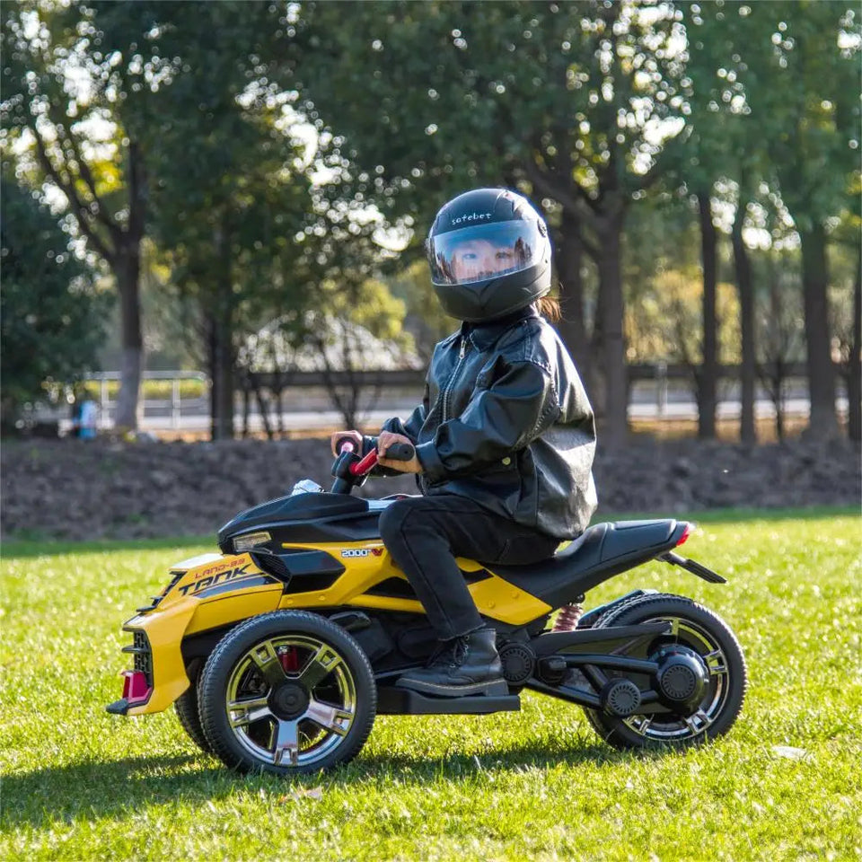 24V Kids Ride On ATV, 3 Wheeler Electric Vehicle, Battery Powered Ride on Motorcycle for Boys Girls with LED Lights, Music AXSSIBLZ