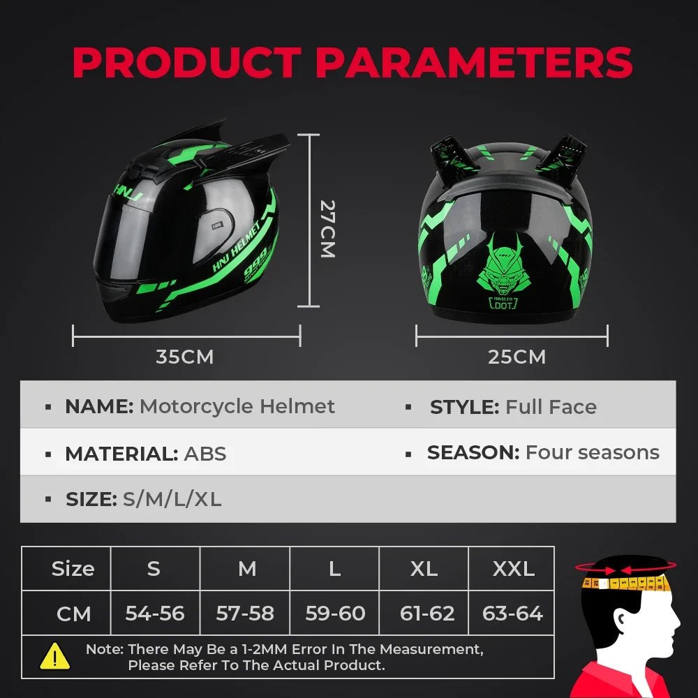 Helmets Motorcycle Personality Horn Motocross Helmet Full Face Motorbike Helmet Breathable Casco Ear Moto Helmets for Men Women AXSSIBLZ