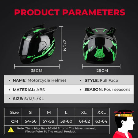 Helmets Motorcycle Personality Horn Motocross Helmet Full Face Motorbike Helmet Breathable Casco Ear Moto Helmets for Men Women AXSSIBLZ