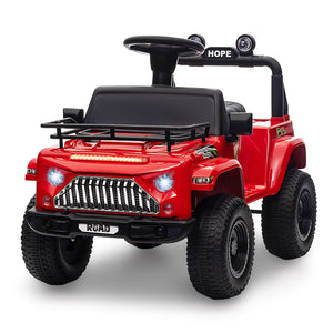 6V Ride On Car Battery Powered Electric Car for Kids with LED Light FM Horn Rear Storage Riding 4 Wheels Toy for Aged 3-6 Years AXSSIBLZ