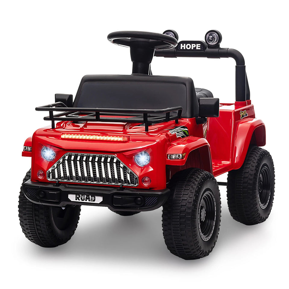 6V Ride On Car Battery Powered Electric Car for Kids with LED Light FM Horn Rear Storage Riding 4 Wheels Toy for Aged 3-6 Years AXSSIBLZ