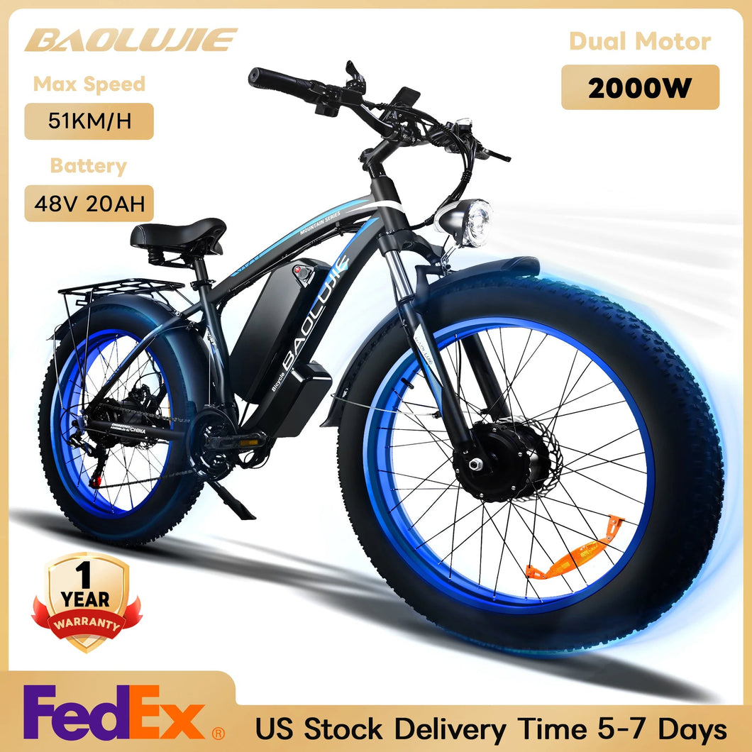 Baolujie 2000W Electric Bike with 20AhRemovable Battery 26