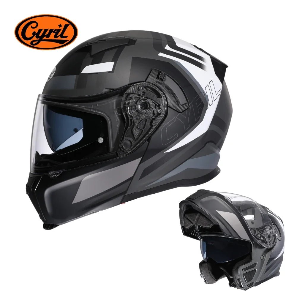 Motorcycle Helmet Dual Visor Modular Flip up Full Face Helmet for Adult Men and Women DOT ECE Approved AXSSIBLZ