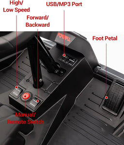 24V Ride On Truck Car, Electric Utv Car with Remote Control, 4 Shock Absorbers, Safety Belt, 16'' Wide Seat, Music, 4WD Power AXSSIBLZ