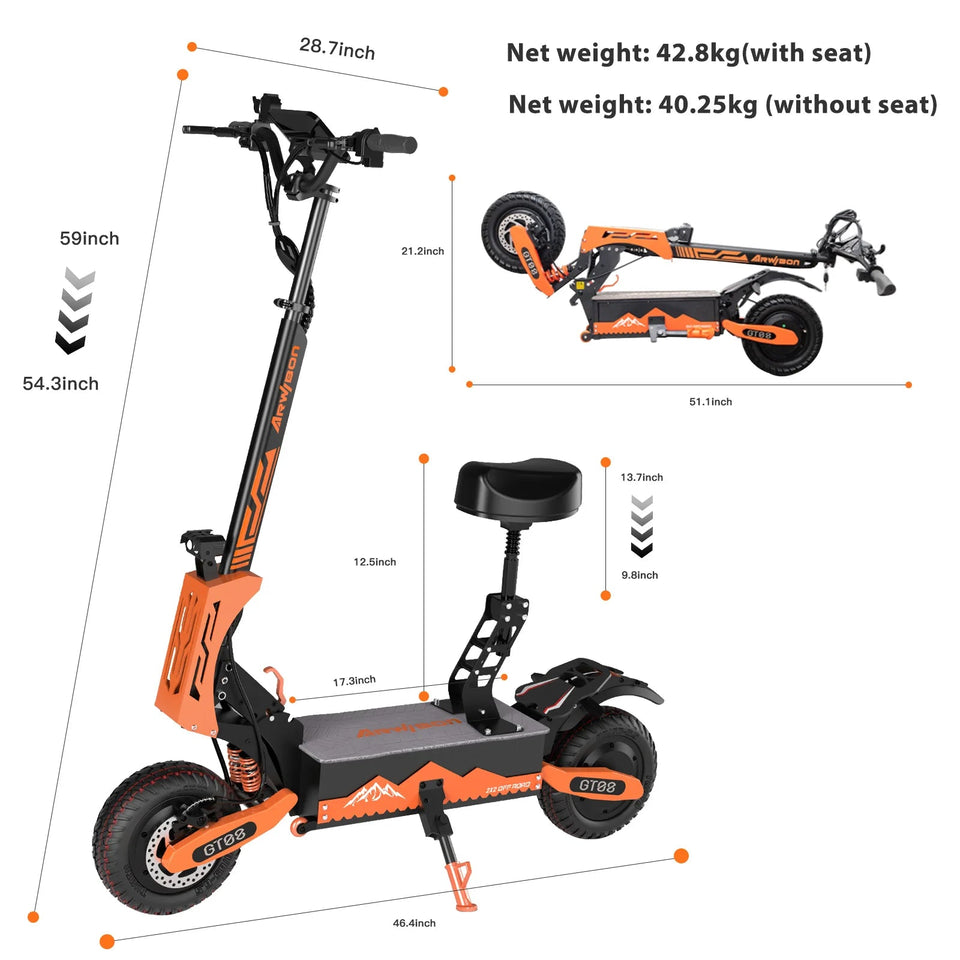 Electric Scooter For Adults 5600W Dual Motor 60V27AH Folding E-Scooter With Adjustable Seat 50MPH 11'' Off-Road Tires Escooter AXSSIBLZ