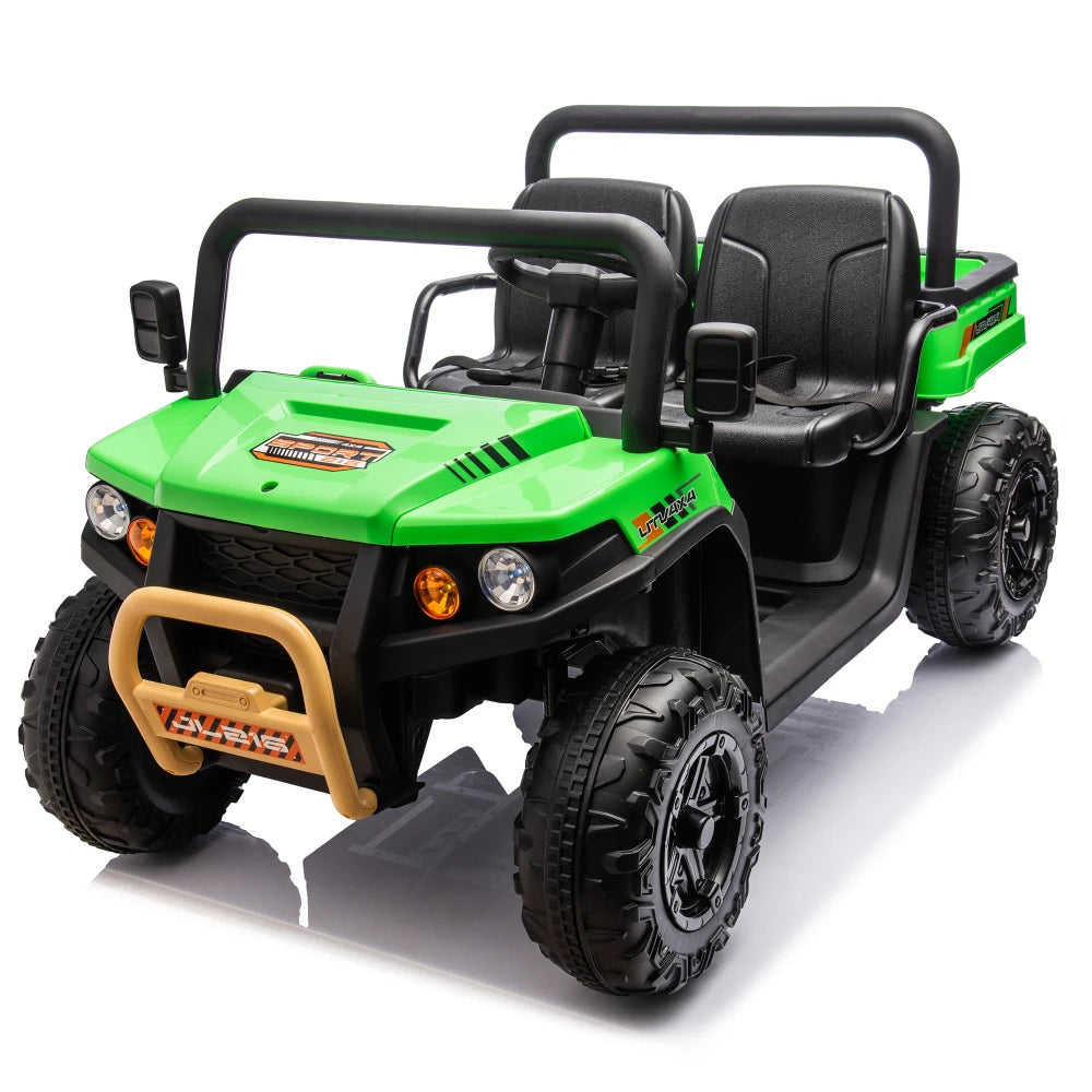 24V XXXL Kids Ride on UTV W/Parents Remote Control,Two-seater,Automatic Tipping Bucket,Rear Wheel Suspension,Slow Start AXSSIBLZ