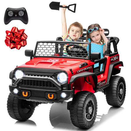24V Ride on Car Truck with Remote Control & 2 Seater, 4WD/2WD Switchable 400W Powered Ride on Toys with Shovel Spring Suspension AXSSIBLZ