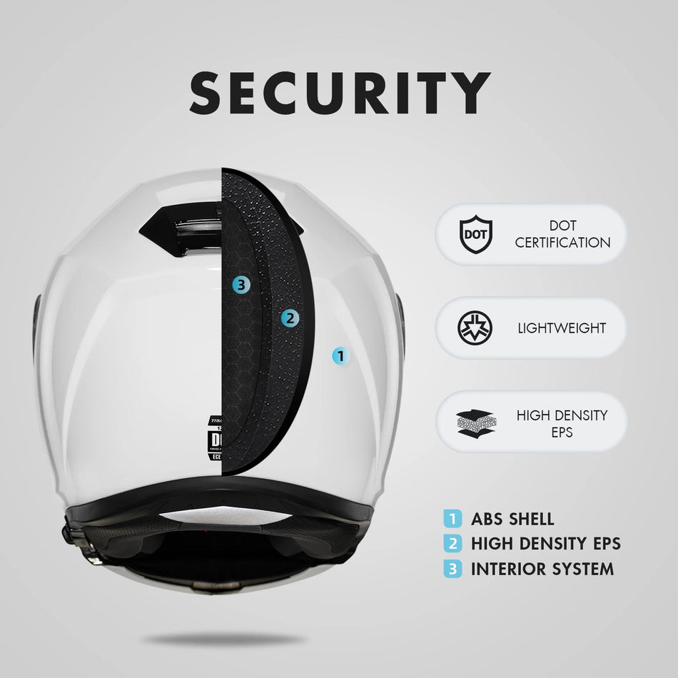 Roozo Modular Flip Up Motorcycle Helmets Full Face Helmet Dual Visor for Adults DOT Approved AXSSIBLZ