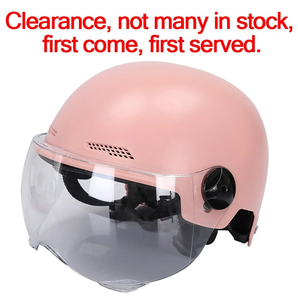 Men Motorcycle Helmet,Woman Electric Motor Car Scooter Bike Open Face Half Helmet,Anti-UV Safety Hat Bicycle Cap with Goggles AXSSIBLZ