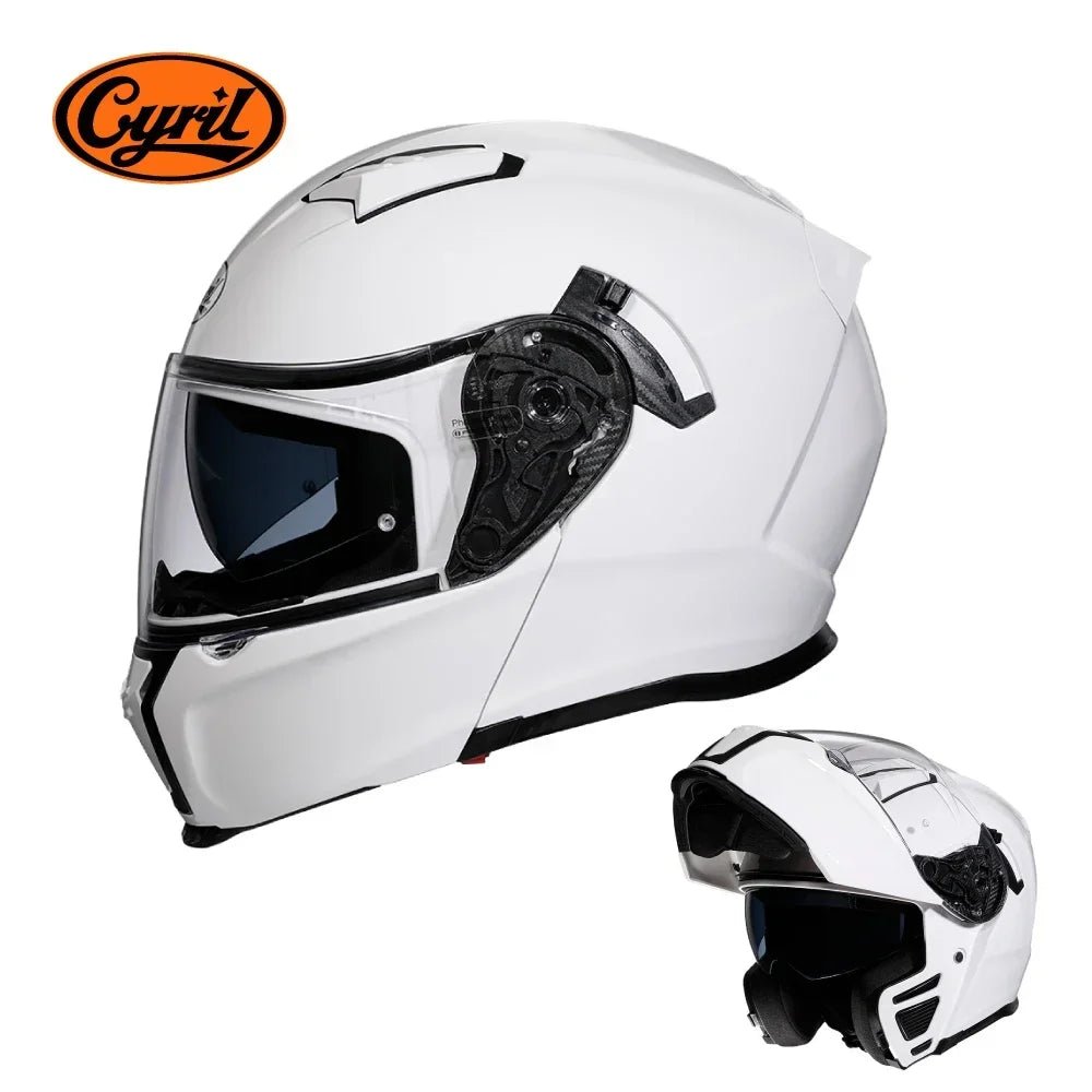 Motorcycle Helmet Dual Visor Modular Flip Up Full Face Helmet for Adult Men Women DOT ECE Approved Casco Moto CYRIL AH121 AXSSIBLZ