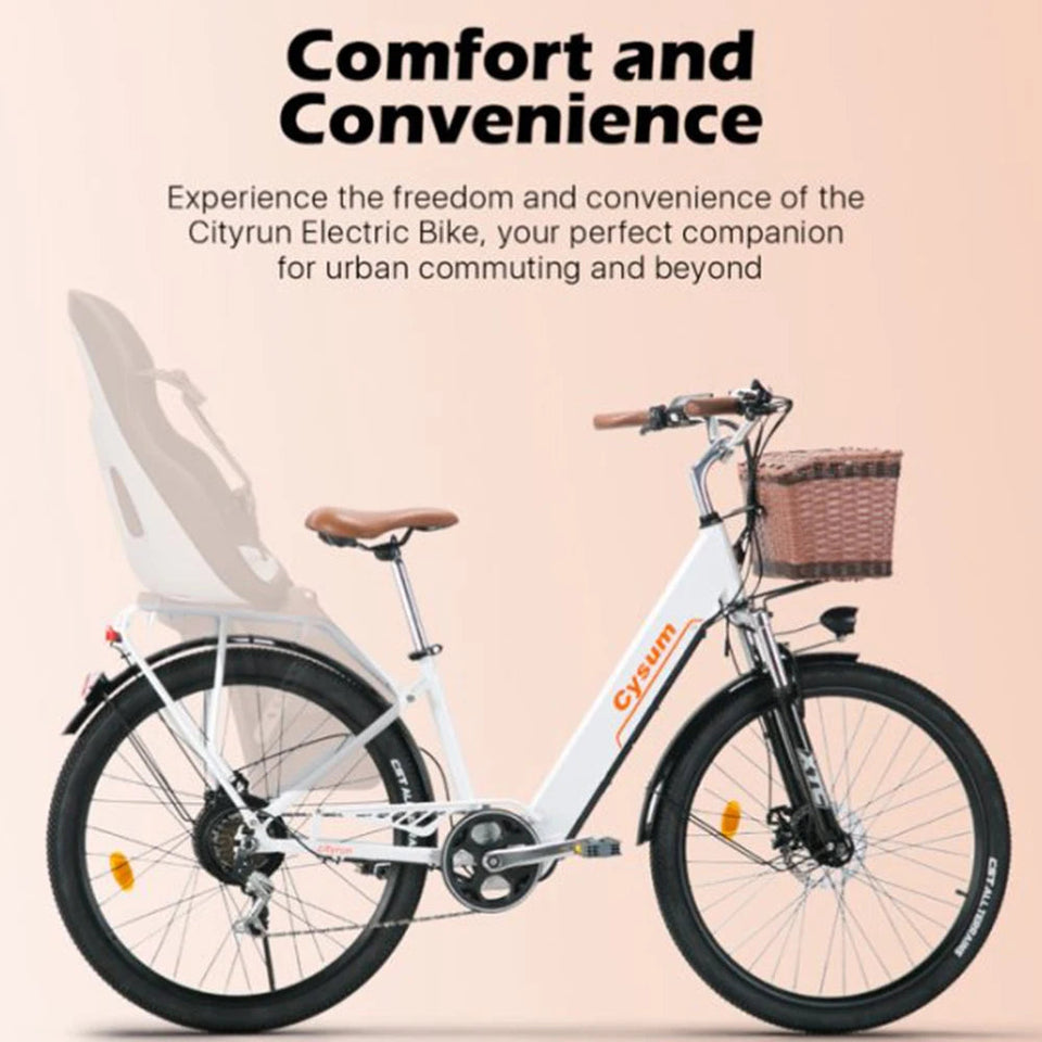 women's Ebike Electric Bicycle 26" 250W mid motor City Ebike Pedelec with Bicycle Basket Cup HolderSports Entertainment Cycling AXSSIBLZ