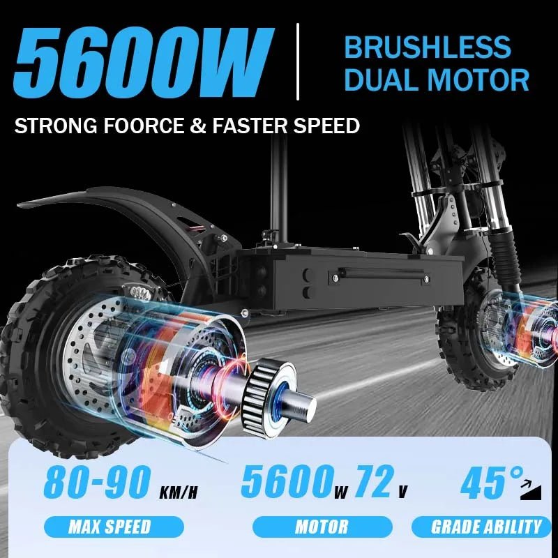 1200W-5600W 48-72V Electric Scooter up to 90KM/H Max Speed Adults Electric Scooters up to 110KM Long Range 10/11'' Tires AXSSIBLZ