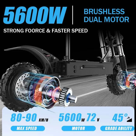 1200W-5600W 48-72V Electric Scooter up to 90KM/H Max Speed Adults Electric Scooters up to 110KM Long Range 10/11'' Tires AXSSIBLZ
