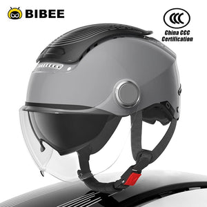 BIBEE Electric Motorcycle Helmet Summer Breathable Electric Bike Open Face Helmet Men Women Dual Lenses Jet Scooter Half Helmets AXSSIBLZ