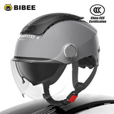 BIBEE Electric Motorcycle Helmet Summer Breathable Electric Bike Open Face Helmet Men Women Dual Lenses Jet Scooter Half Helmets AXSSIBLZ