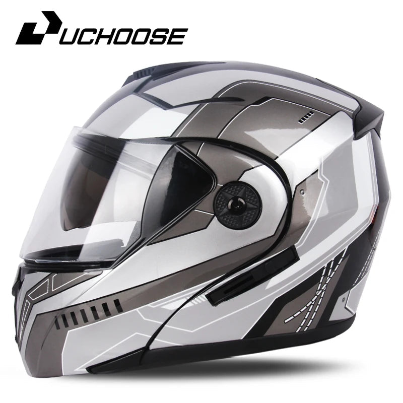 Flip-Up Motorcycle Helmet – Dual Lenses, Full Face Protection, Ideal for Riding & Motocross AXSSIBLZ